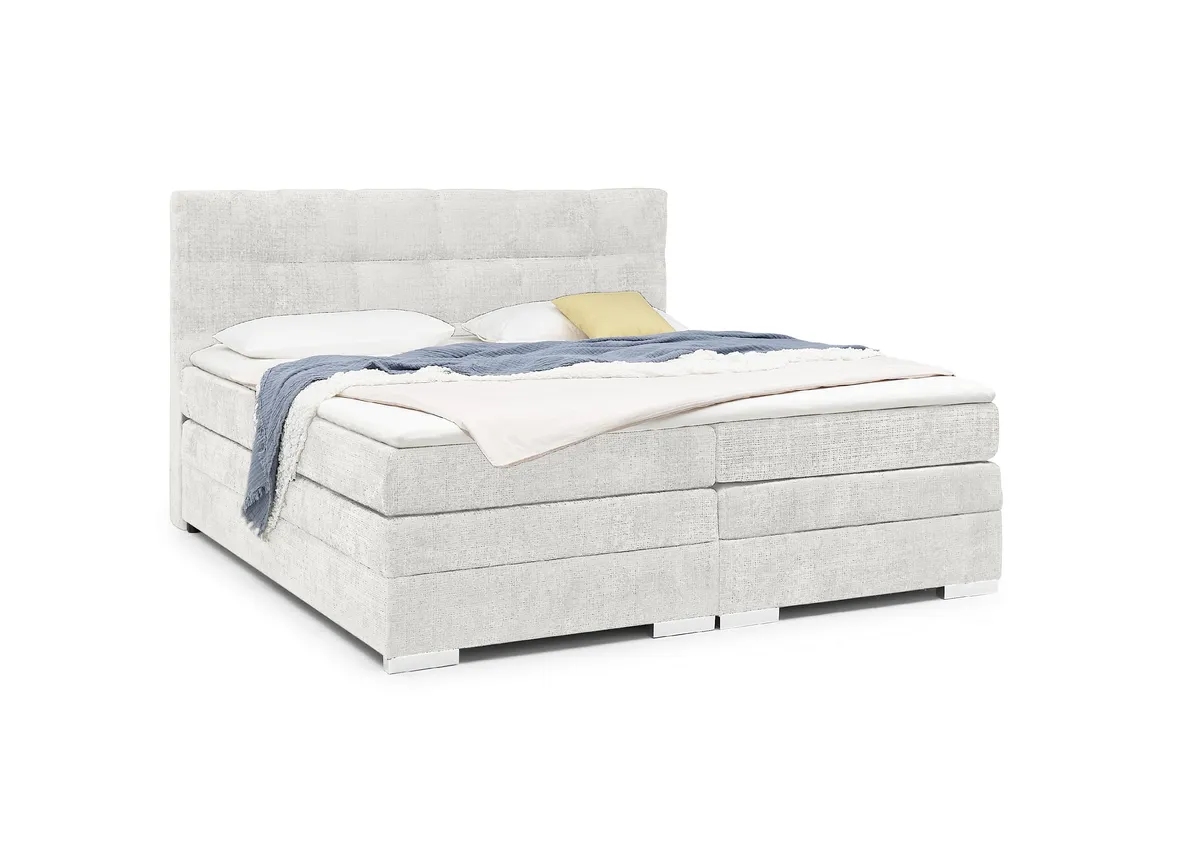 Boxspringbett SANDRIN I- Liegefläche ca. 200x200 cm, Stoff, Weiß