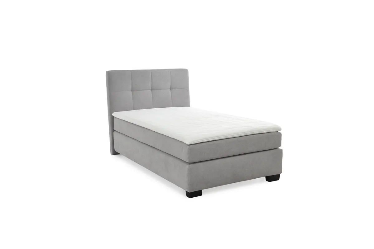 Boxspringbett JILA- Ligefläche ca. 120x200 cm, Stoff, Hellgrau