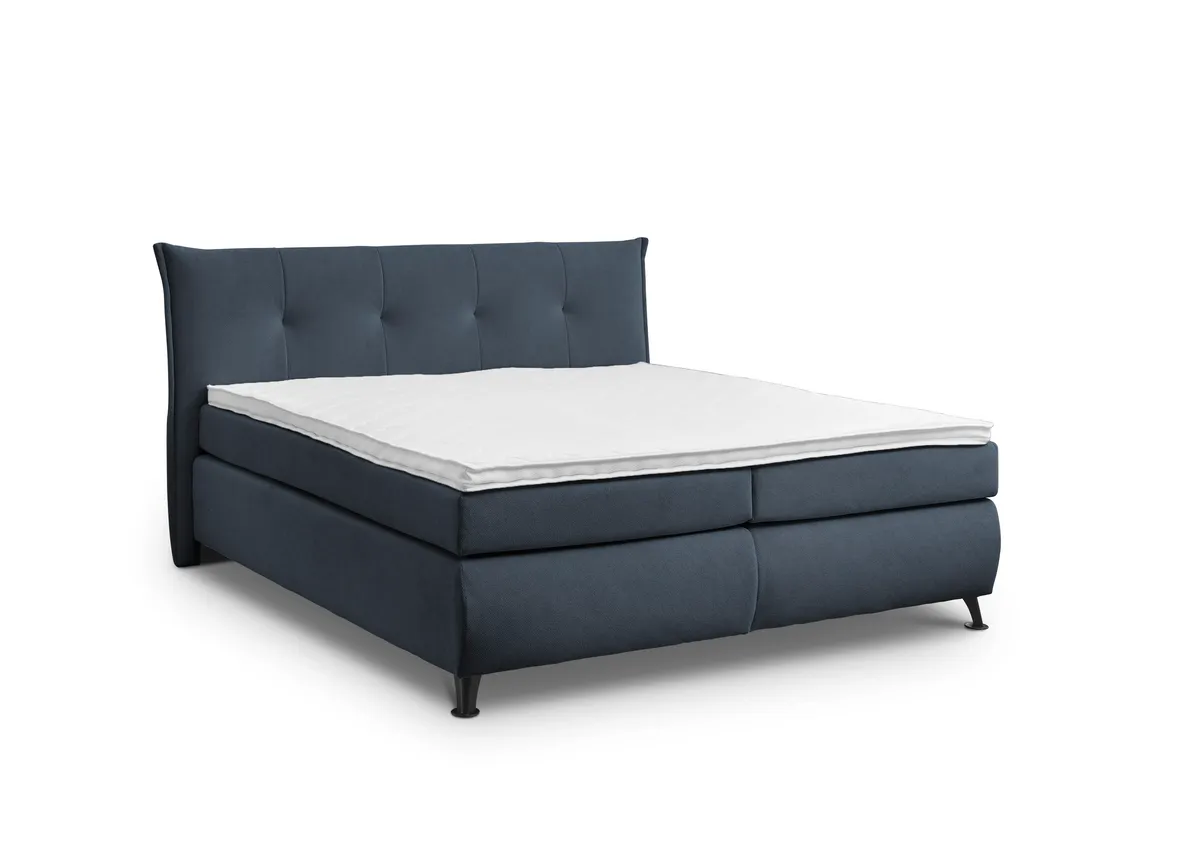Boxspringbett HAROA- Liegefläche ca. 180x200 cm, Stoff, Blau, Bonell/Bonell