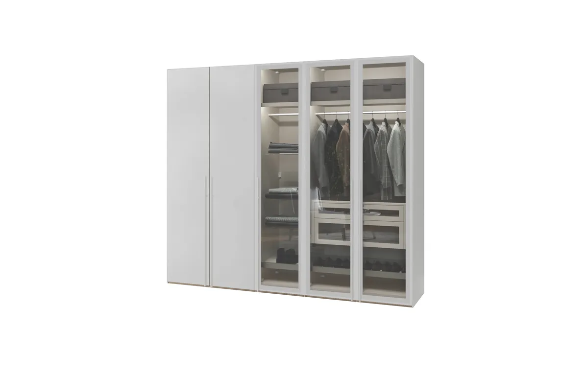 Drehtürenschrank JOIN IT- B ca. 252 cm, Weiss, Glas