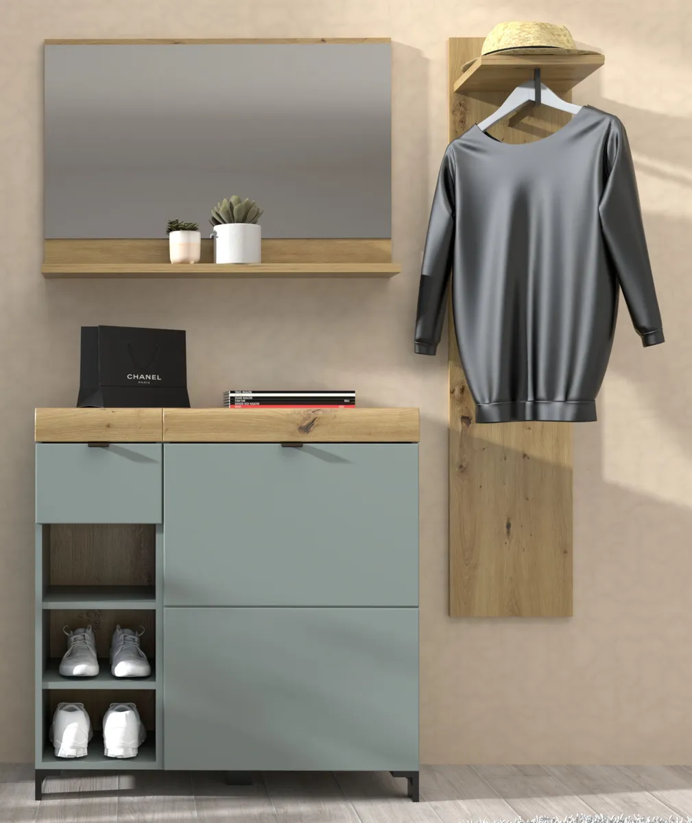 Garderobe - Schilfgrün, Artisan Eiche Nachbildung