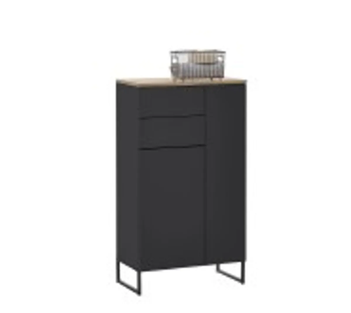 Highboard- Schwarz Matt, Eiche Dekor