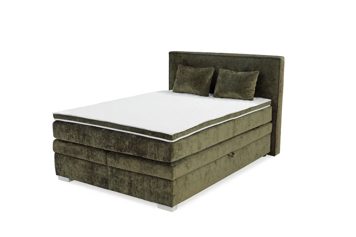 Boxspringbett JEANETTE- Liegefläche ca. 140x200 cm, Stoff, Grün