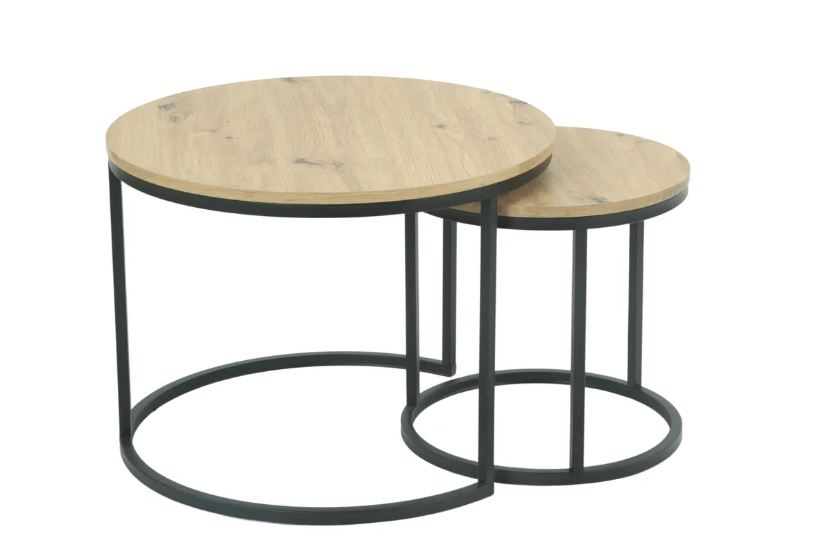 Couchtisch - 2er Set, Artisan Eiche Nachbildung, Schwarz
