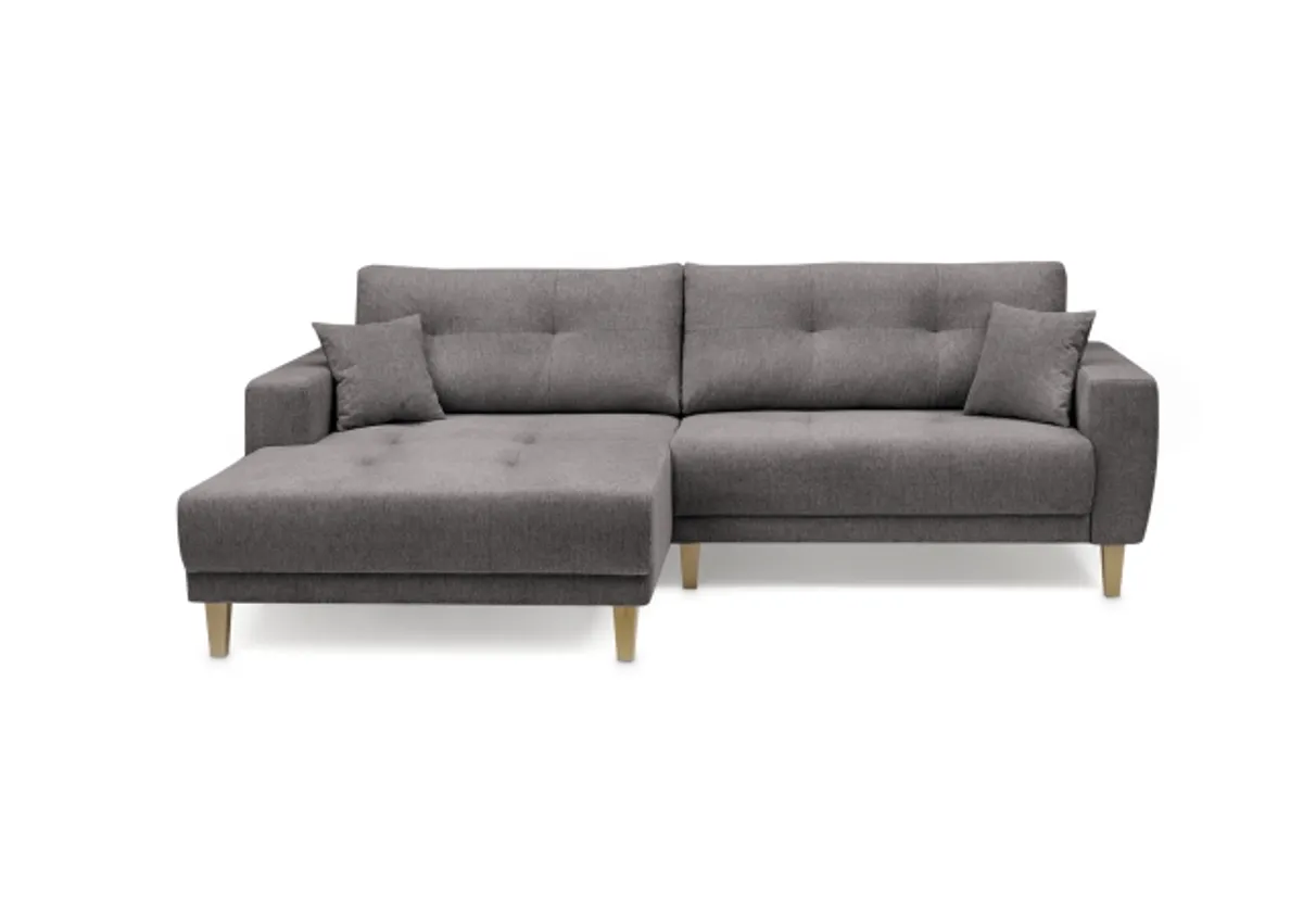 Ecksofa - Ecke links, 3-Sitzer inkl. elektrische Sitztiefenverstellung, Stoff, Mocca