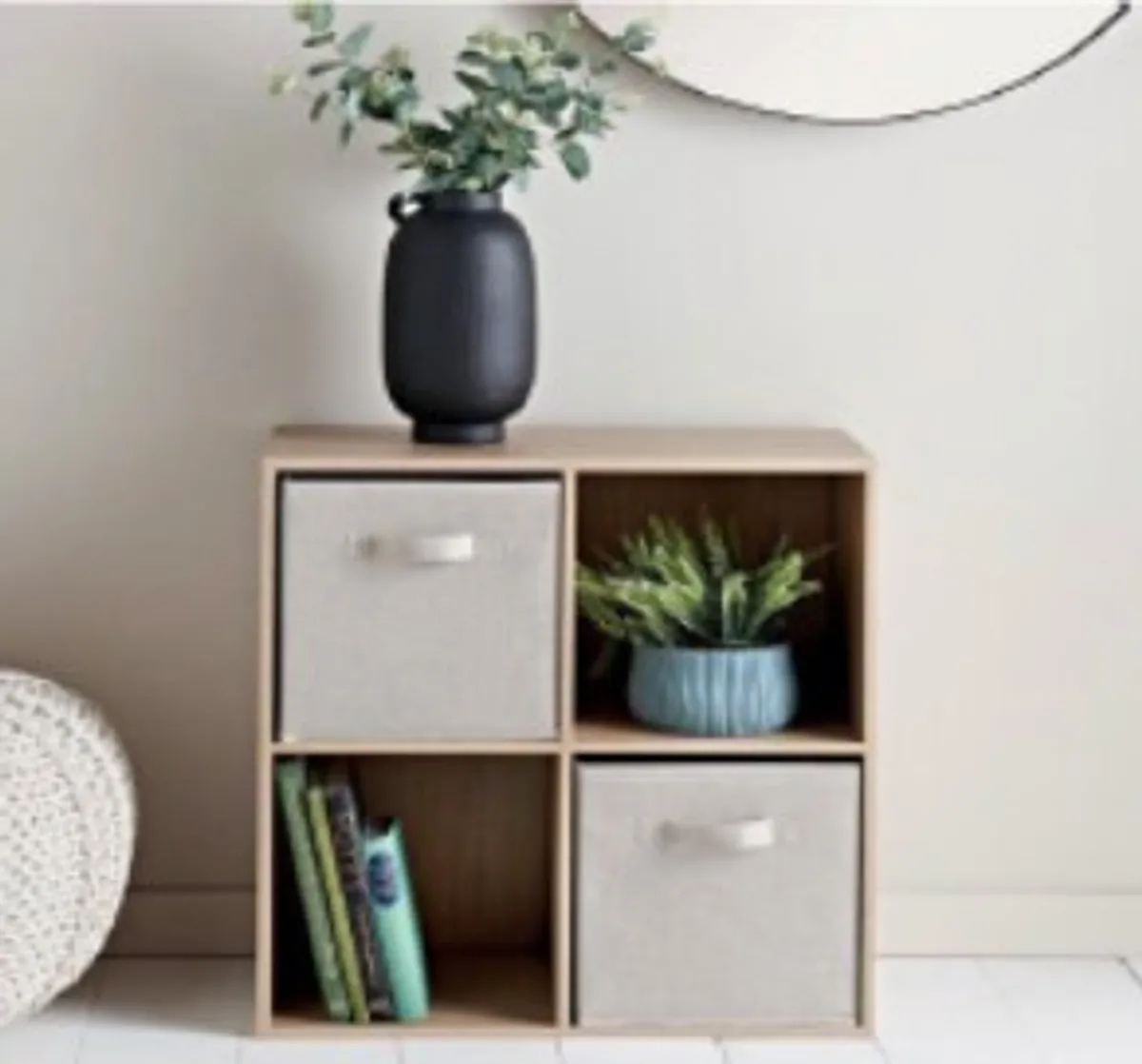 Regal - inkl. Stoffboxen, B ca. 60 cm, Artisan Eiche Nachbildung, Beige