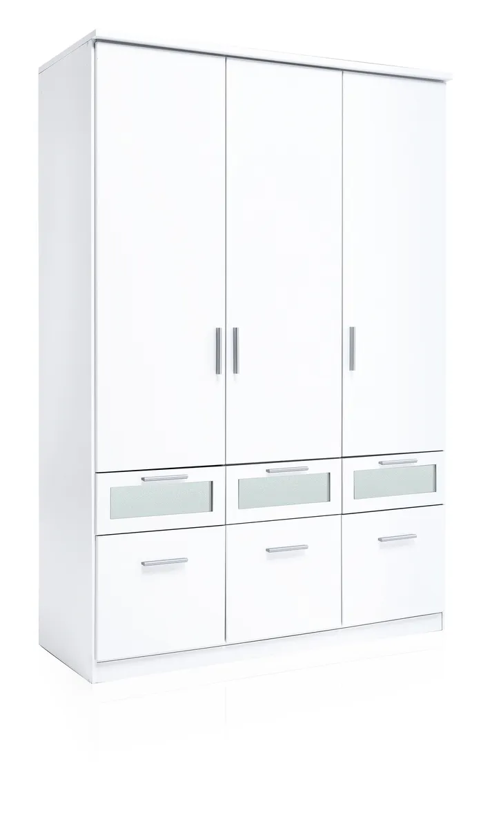 Drehtürenschrank- B ca. 136 cm, Weiß, Glas