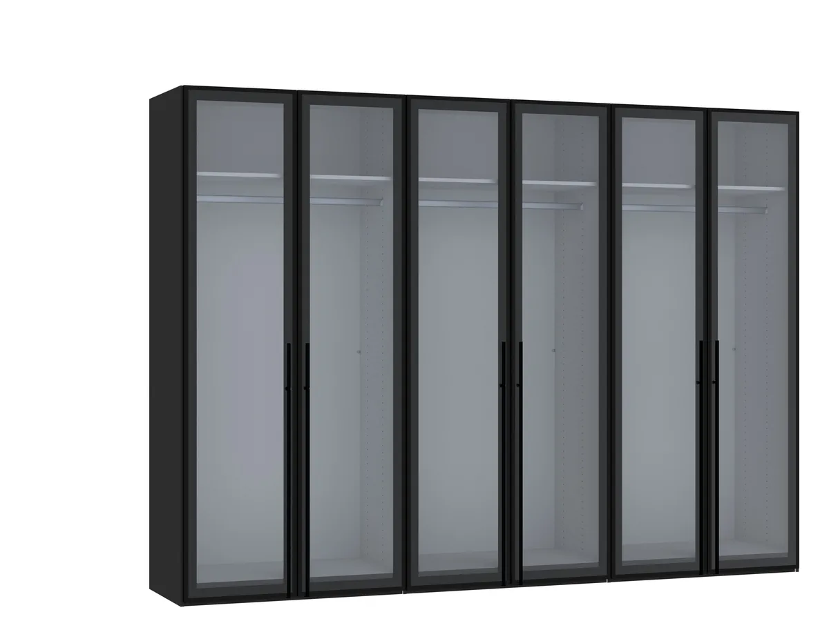 Drehtürenschrank JOIN IT- B ca. 303 cm., Schwarz, Glas, Grau