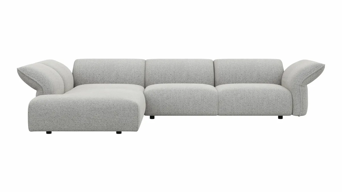 Ecksofa Motone - Ecke links mit 2,5-Sitzer, Stoff, Hellgrau