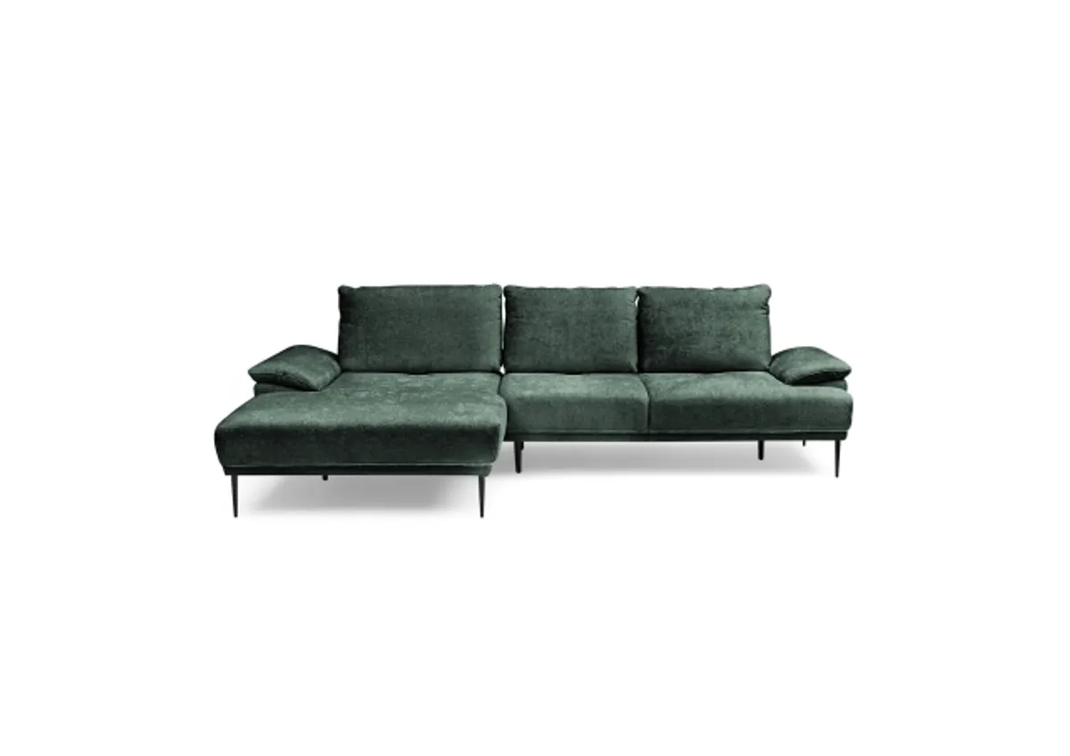 Ecksofa ENRIK - Ecke links, 2,5-Sitzer inkl. Sitztiefenverstellungen, Stoff, Grün