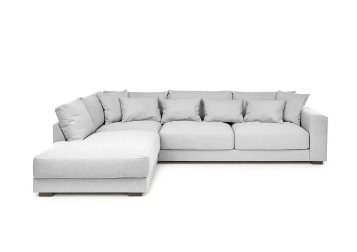 Ecksofa - Ecke links, 3-Sitzer, Stoff, Silbergrau