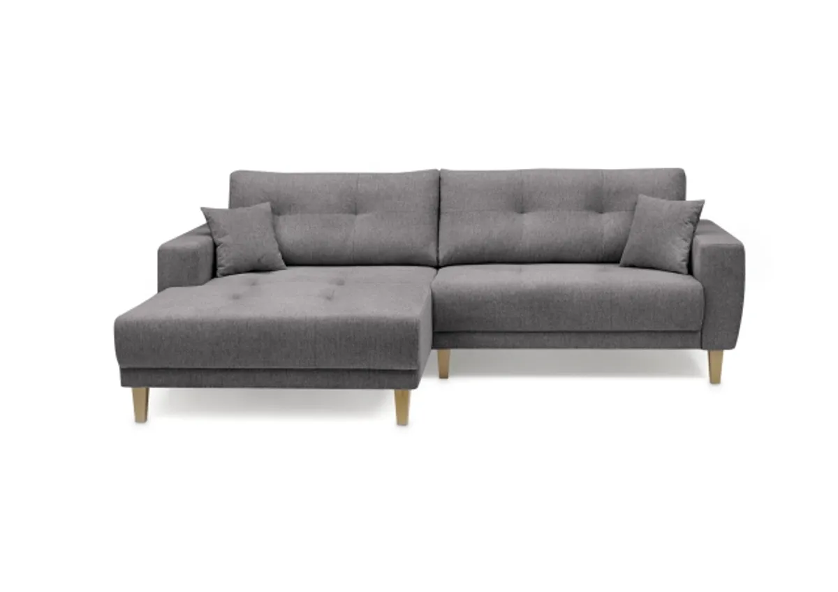 Ecksofa - Ecke links, 3-Sitzer inkl. elektrische Sitztiefenverstellung, Stoff, Anthrazit