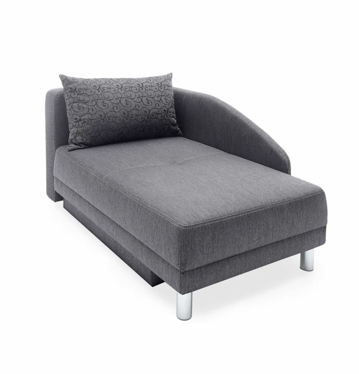 Recamiere - inkl. Schlaffunktion und Bettkasten, Stoff schwarz