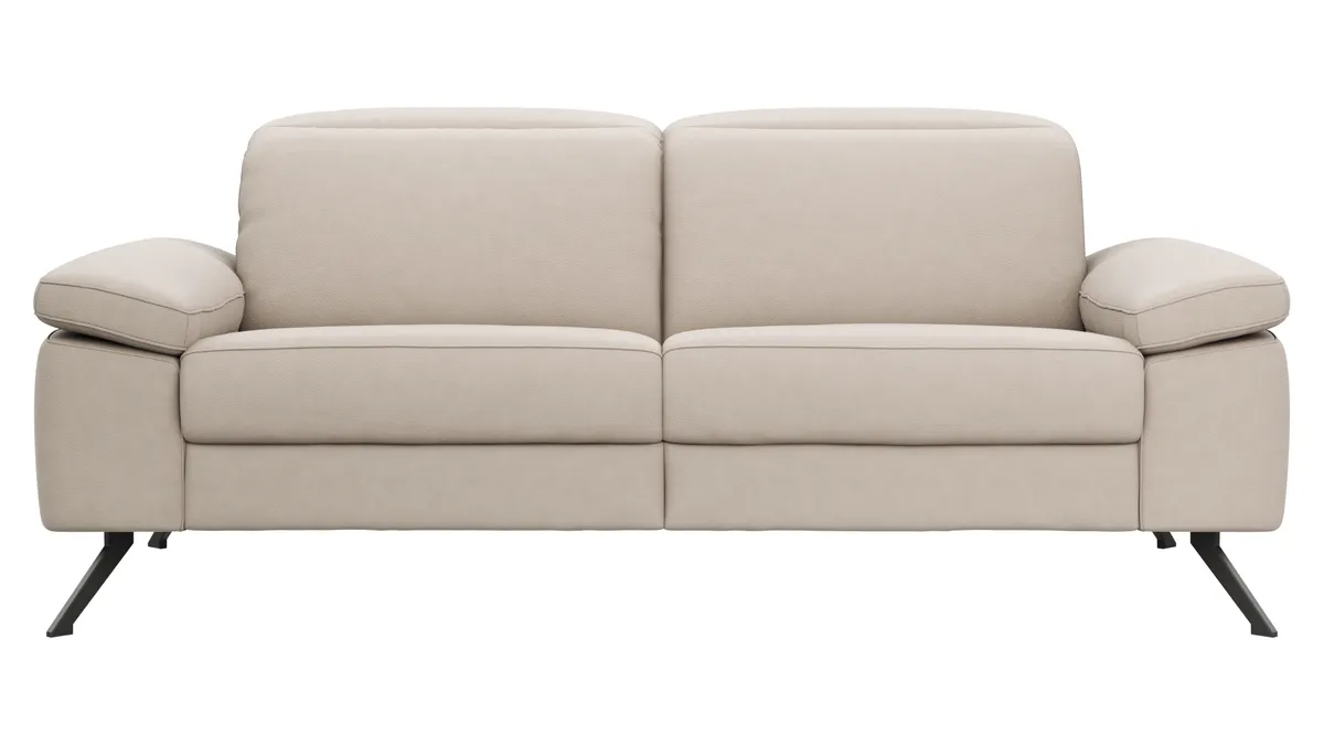 Sofa Rafaela 2.0 - 2,5-Sitzer inkl. Kopfteil verstellbar, Leder, Champagner