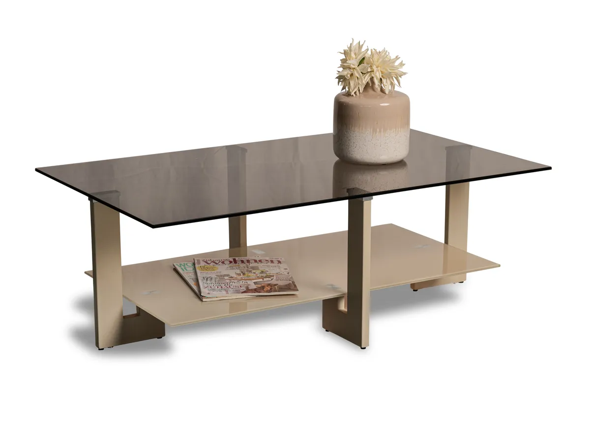 Couchtisch - LB ca. 100x60 cm, Bronze, Cremeweiß