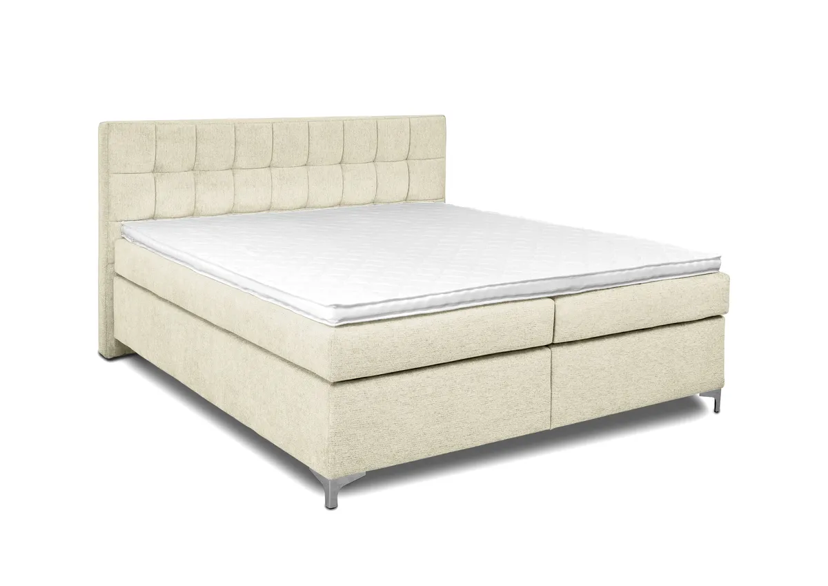 Boxspringbett HINDA- Liegefläche ca. 180x200 cm, Stoff, Creme, Bonell/Bonell