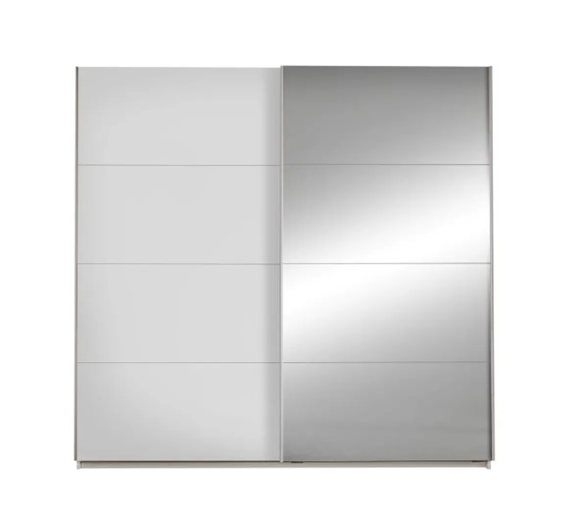 Schwebetürenschrank- B ca. 215 cm, Weiß, Spiegel
