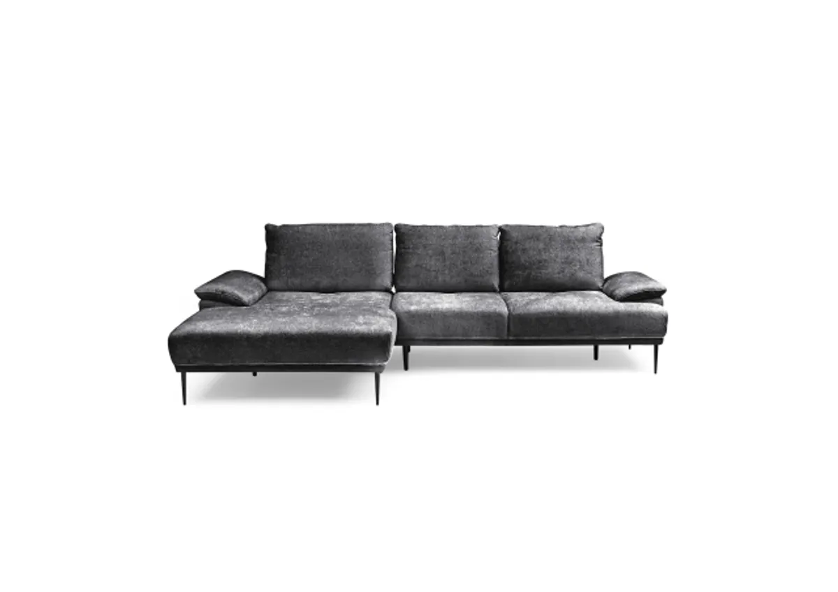 Ecksofa ENRIK - Ecke links, 2,5-Sitzer inkl. Sitztiefenverstellungen, Stoff, Dunkelgrau
