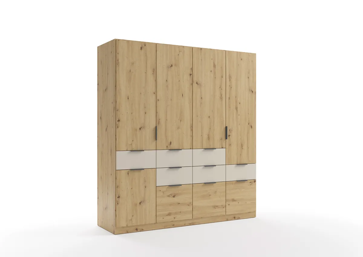 Drehtürenschrank RAAS- B ca. 181 cm, Eiche Dekor, Champagner
