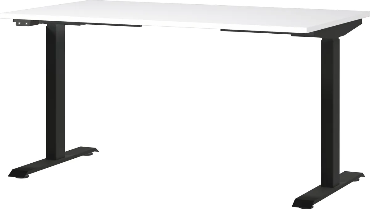 Schreibtisch GELI - höhenverstellbar, LB ca. 140x80 cm, Weiß, Schwarz