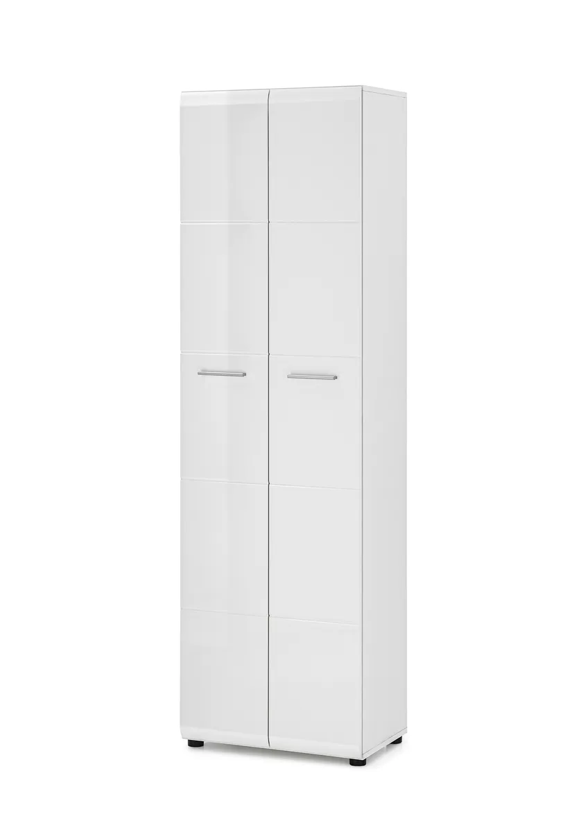 Garderobenschrank- Weiß, Weiß, Hochglanz