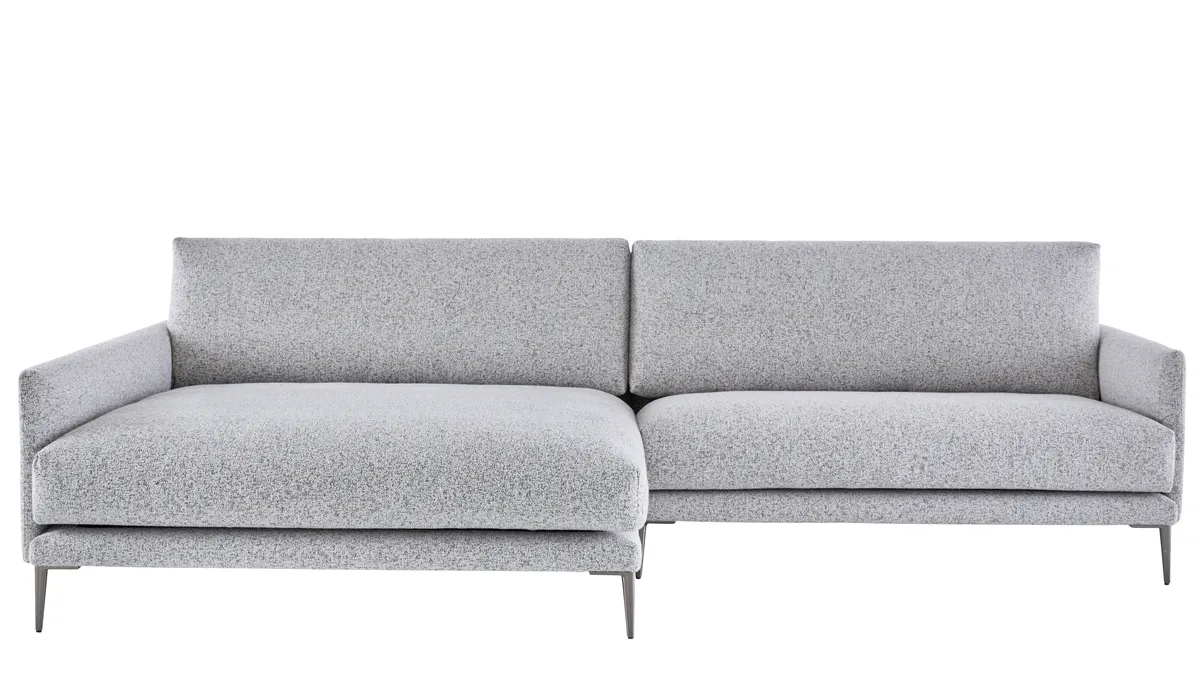 Ecksofa Cuneo Klassik - Longchair links, 2-Sitzer, Stoff, Hellgrau