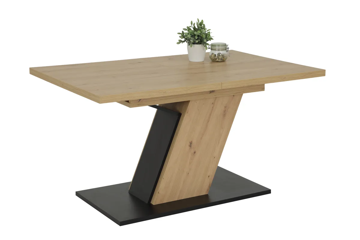 Esstisch - ausziehbar, LB ca. 140x90 cm, Eiche Dekor, Schwarz