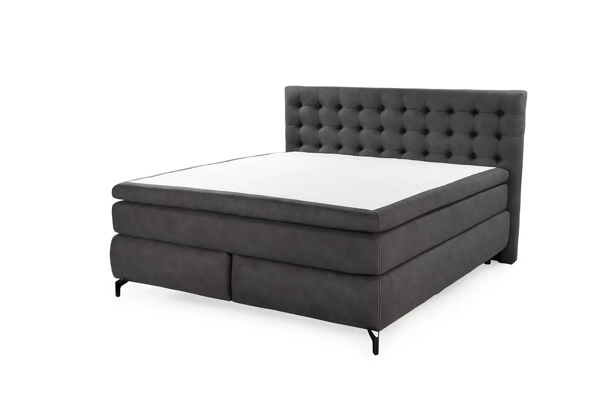 Boxspringbett- Liegefläche ca. 180x200 cm, Stoff, Grau