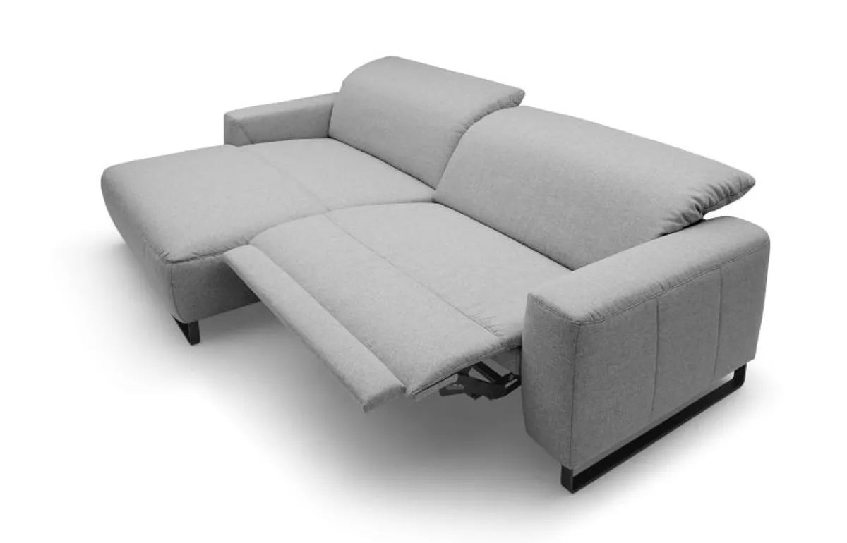 Ecksofa CYRA - Ecke links, 1,5-Sitzer inkl. Relaxfunktion, Flachgewebe, Grau