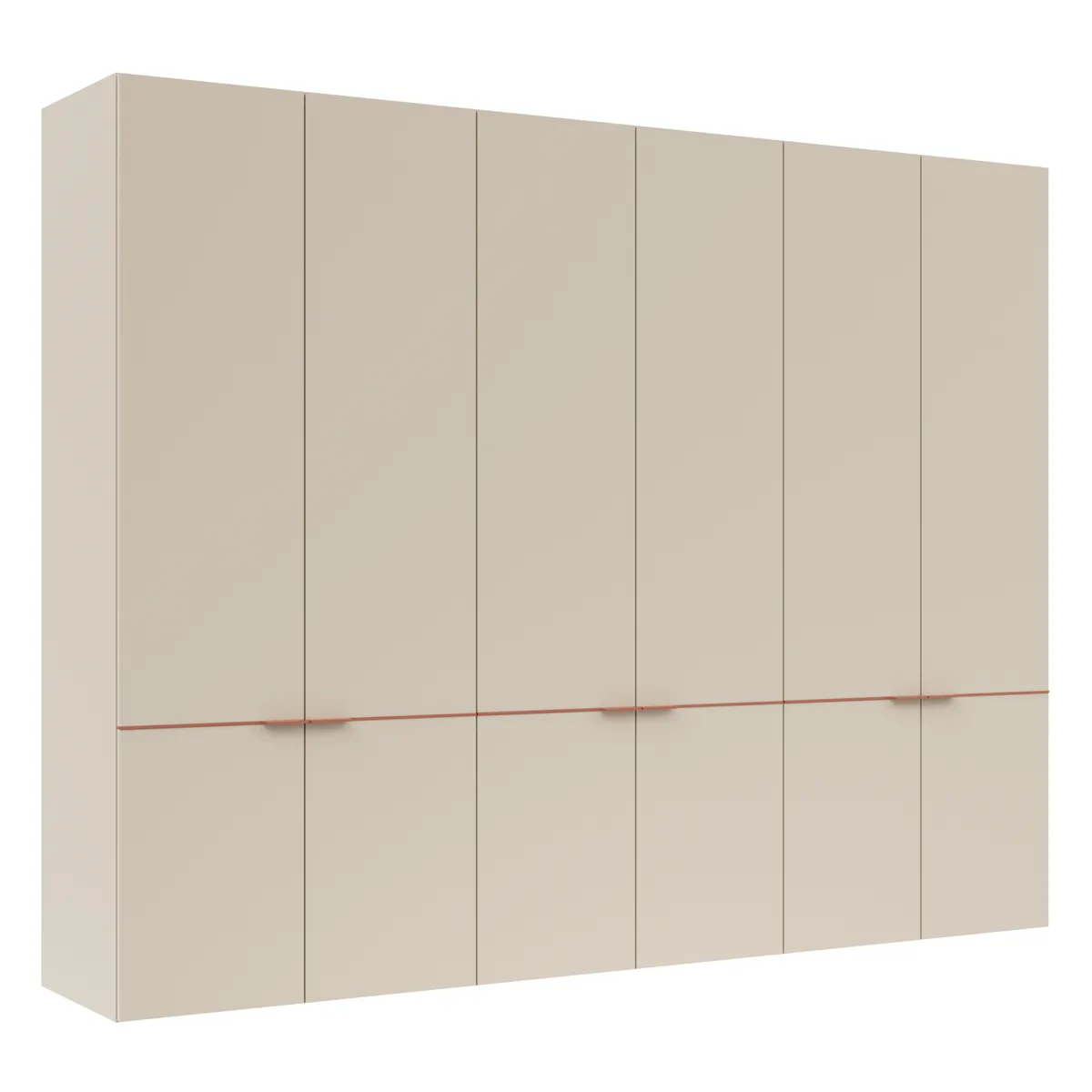 Drehtürenschrank Matera - BTH ca. 301x60x235 cm, Lack Kaschmir, Abs. Pfirsich