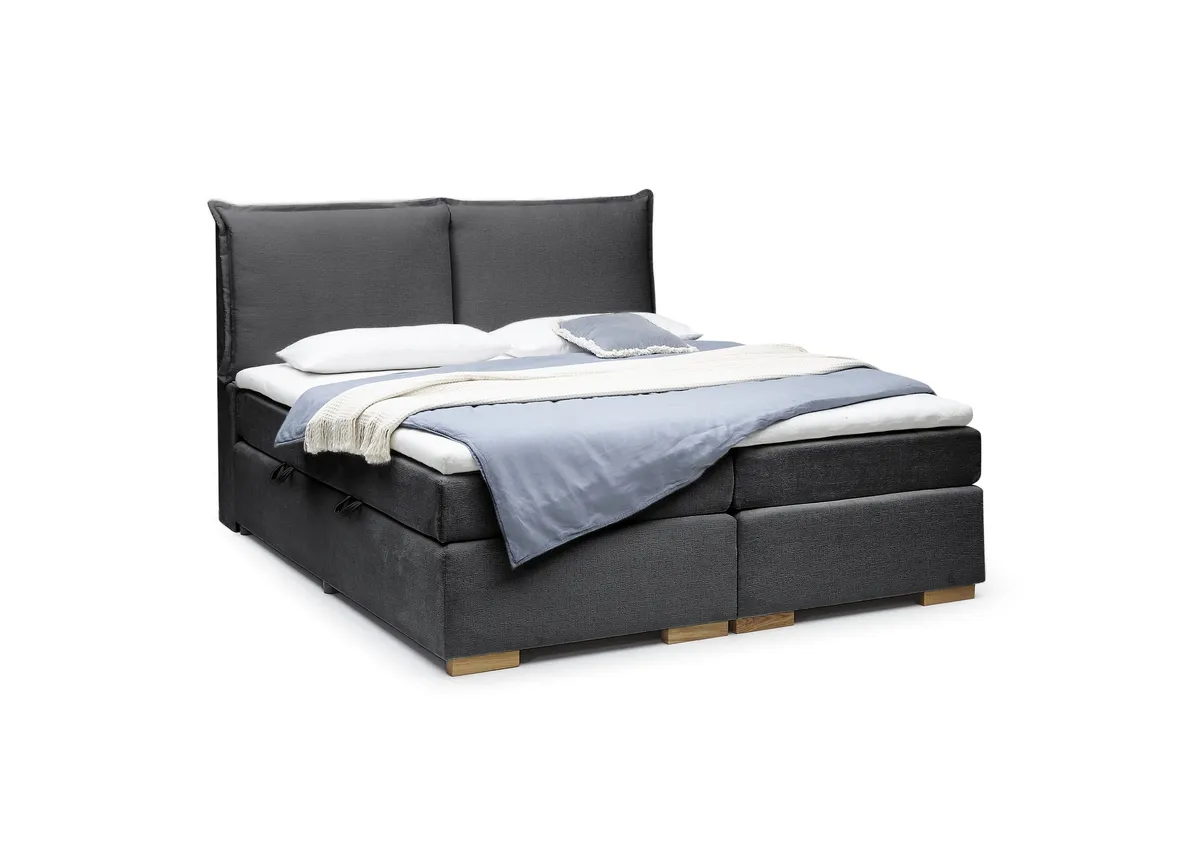 Boxspringbett SANDRIN A- Liegefläche ca. 180x200 cm, Stoff, Anthrazit, inkl. Stauraum