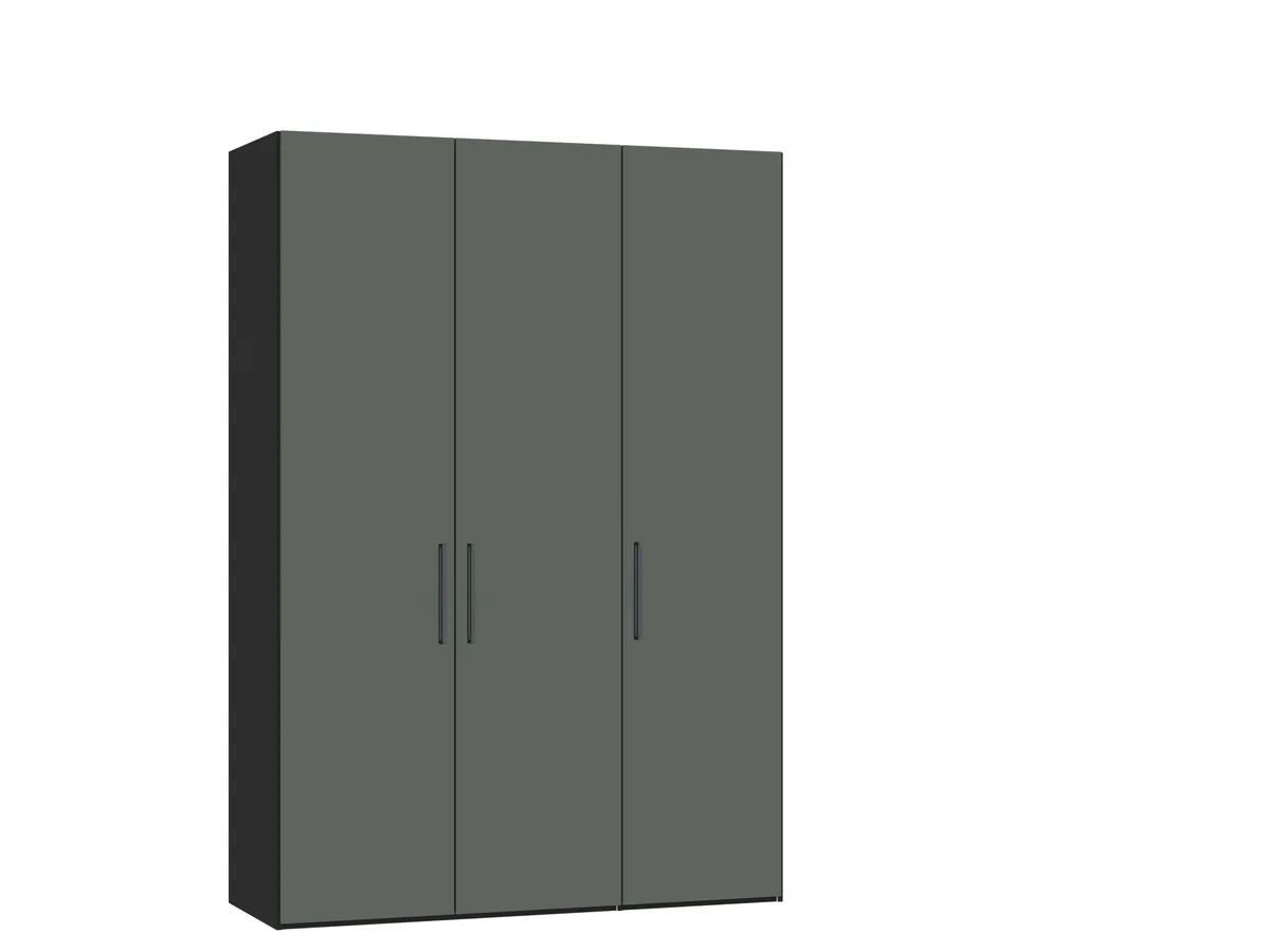 Drehtürenschrank JOIN IT- B ca. 152 cm., Schwarz, Glas, Graugrün