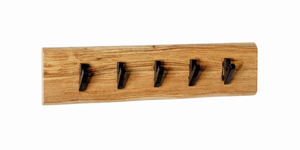 Wandgarderobe - B ca. 60 cm, Akazie, Schwarz