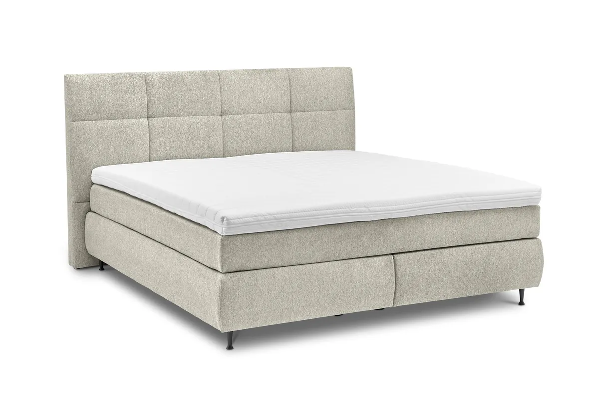 Boxspringbett ALICA- Liegefläche ca. 180x200 cm, Stoff, Graubeige