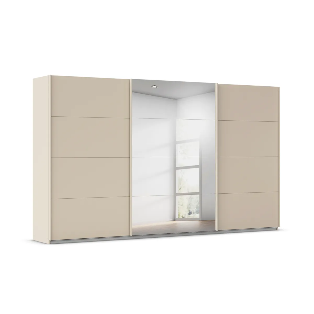 Schwebetürenschrank RIVASA- B ca. 361 cm, Champagner, Spiegel