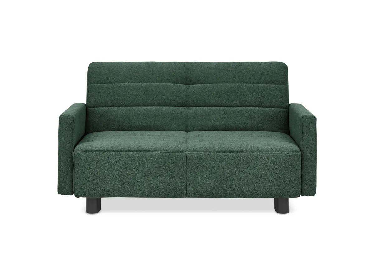 Faltsofa Easy - 2-Sitzer, ca. 140 cm inkl. Schlaffunktion/Armlehne verstellbar, Stoff, Dunkelgrün