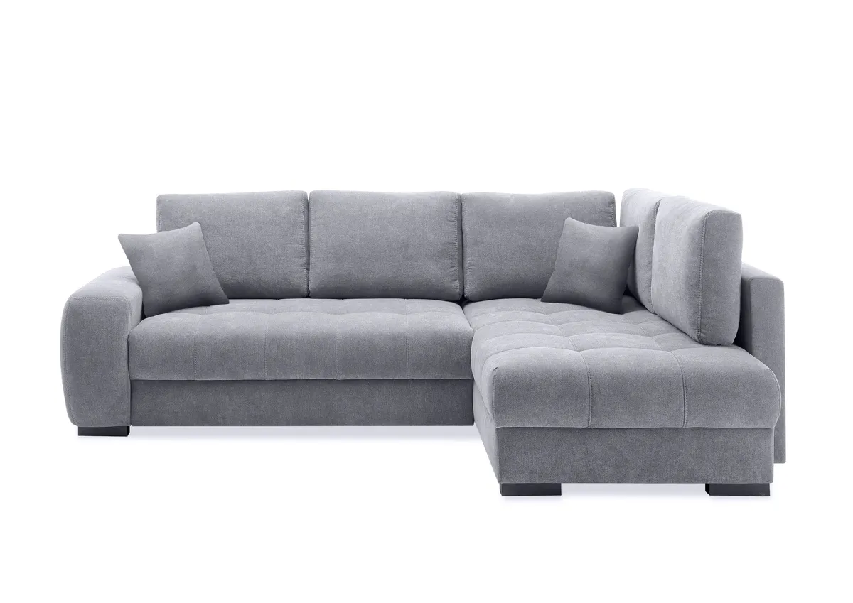 Schlafsofa NABAN - 2-Sitzer, Ecke rechts inkl. Schlaffunktion und Bettkasten, Stoff Anthrazit