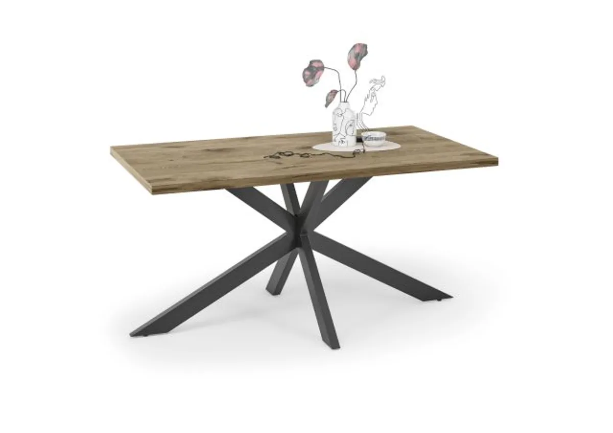 Esstisch - LB ca. 160x90 cm, Viking Eiche, Schwarz