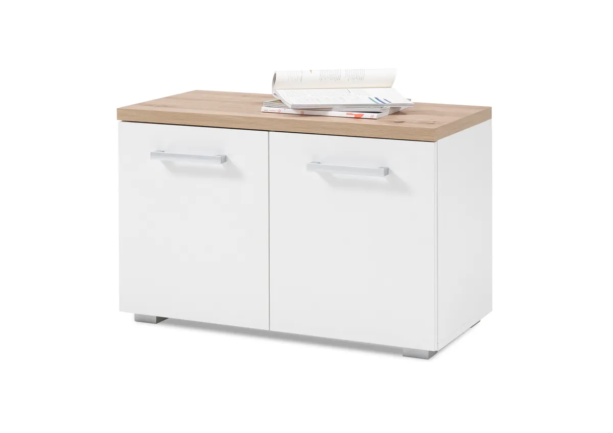 Schuhbank - B ca. 78 cm, Weiß, Artisan Eiche Nachbildung