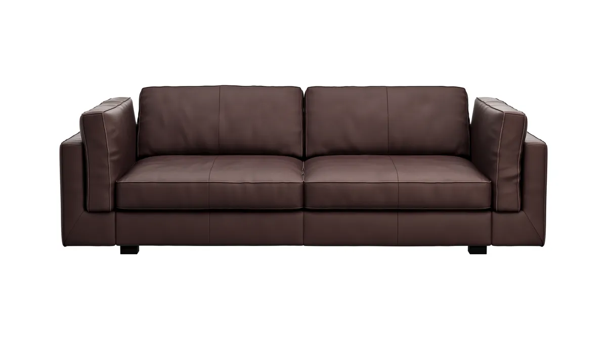 Sofa Aprino 3 - 3,5-Sitzer XL, Dickleder, Dunkelbraun, Armlehne Kissen