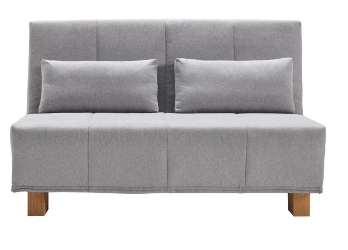 Schlafsofa EASY DELUXE - 2-Sitzer, 120 cm inkl. Schlaffunktion, Stoff Hellgrau