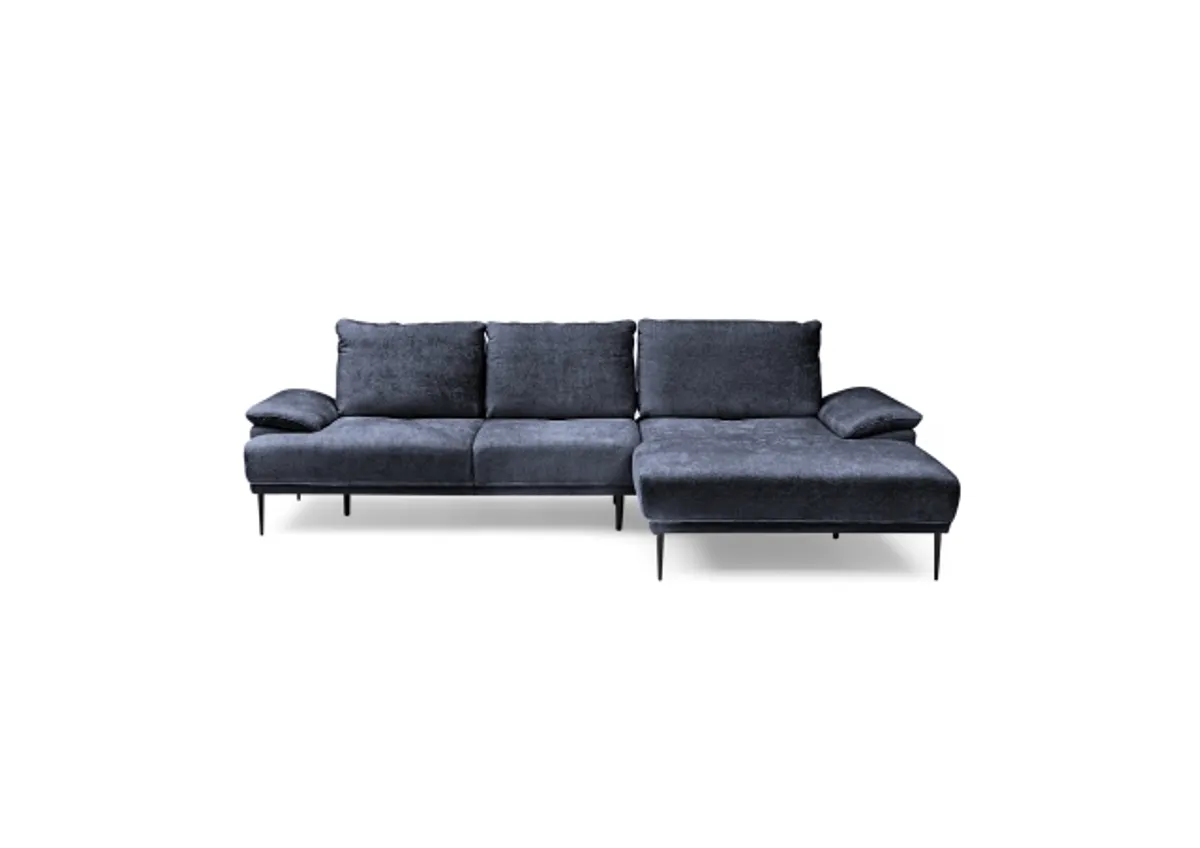 Ecksofa ENRIK - 2,5-Sitzer, Ecke rechts inkl. Sitztiefenverstellungen, Stoff, Navy