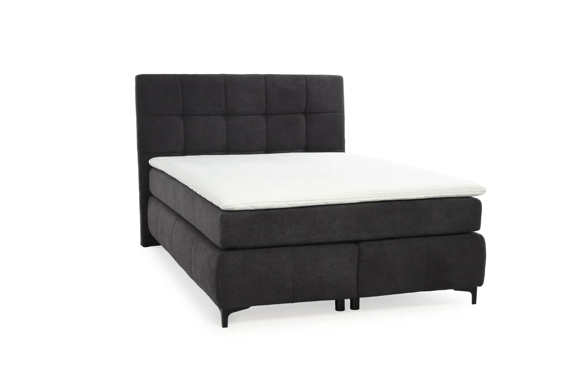 Boxspringbett- Ligefläche ca. 140x200 cm, Stoff, Schwarz