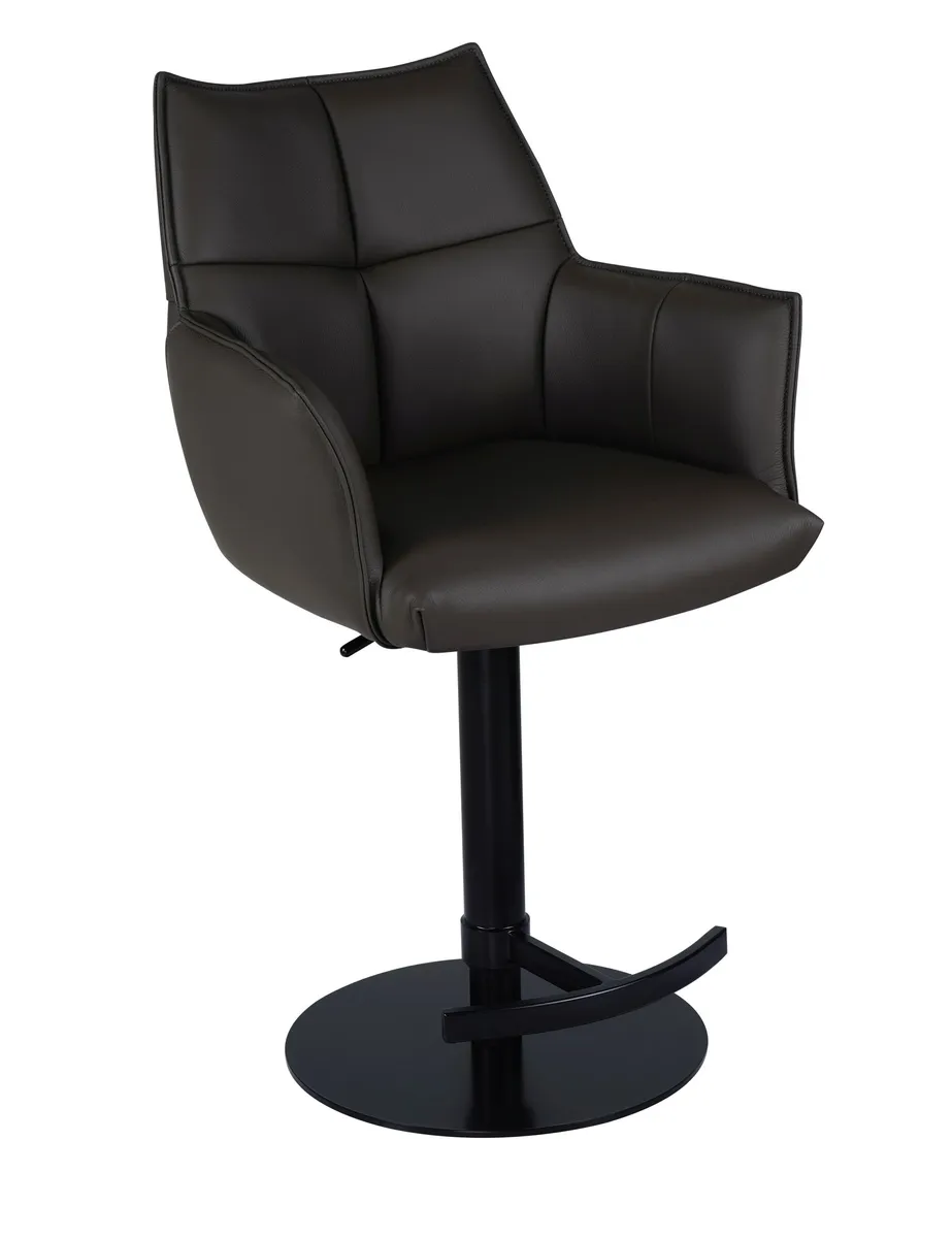 Barhocker MELE - drehbar, höhenverstellbar, Leder, Dunkelbraun