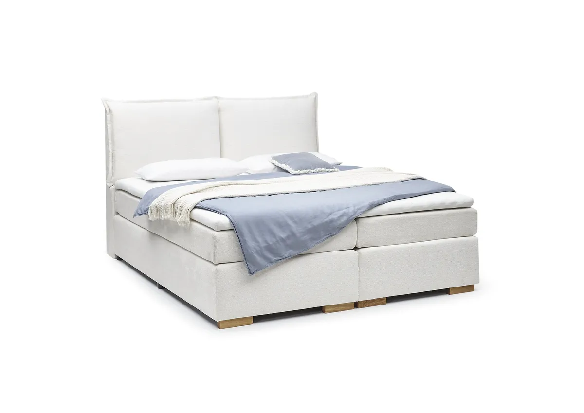 Boxspringbett SANDRIN- Liegefläche ca. 180x200 cm, Stoff, Weiß