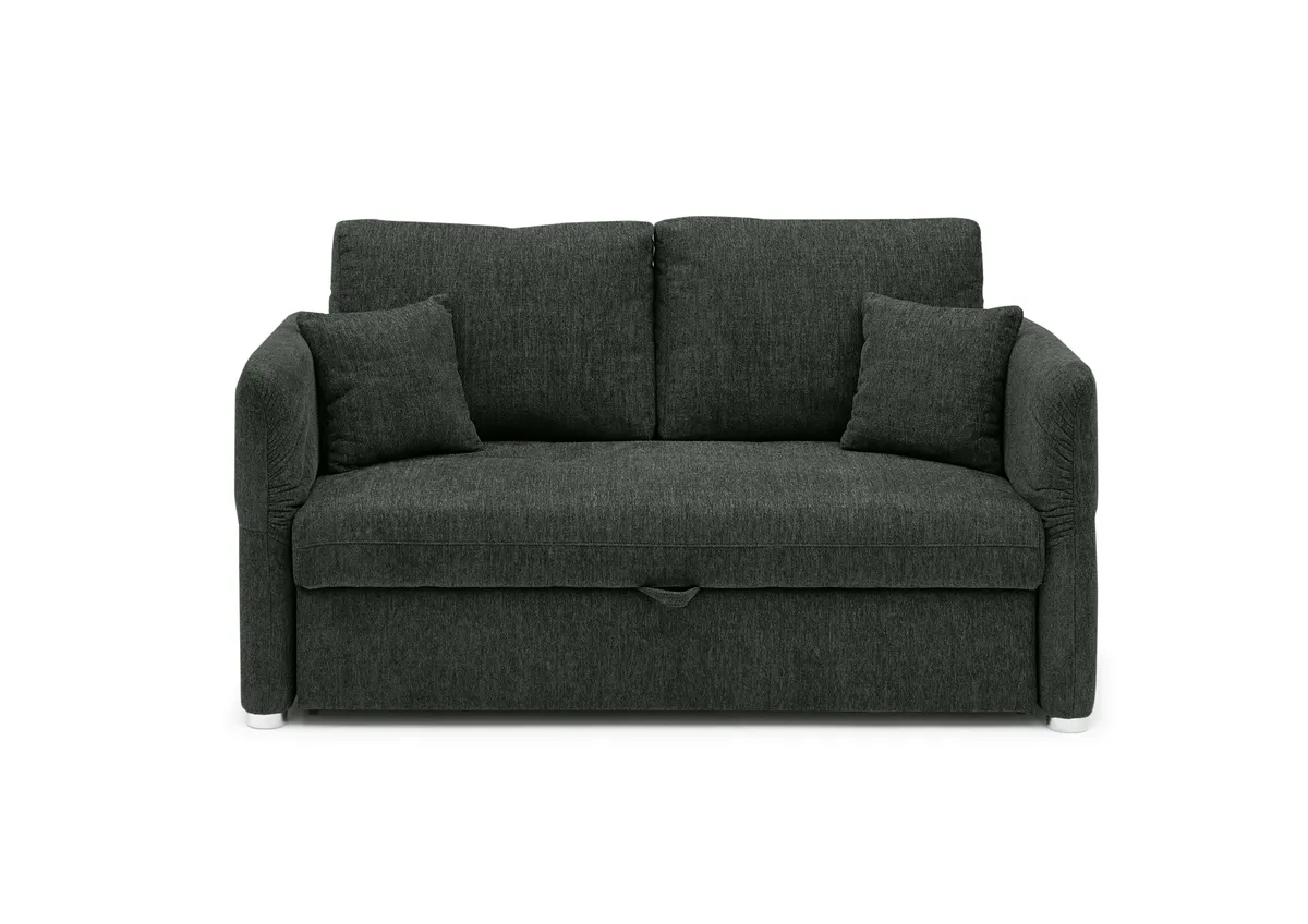 Sofa JORDEN - 2-Sitzer inkl. Schlaffunktion, verstellbaren Armlehnen, Stoff, Dunkelgrün