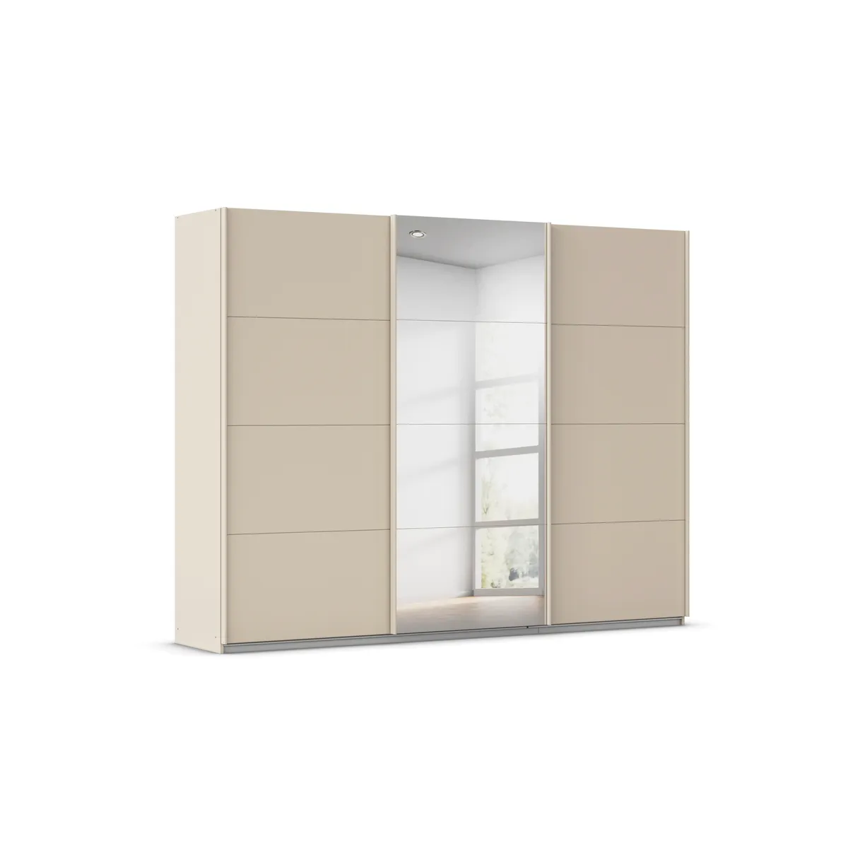 Schwebetürenschrank RIVASA- B ca. 271 cm, Champagner, Spiegel