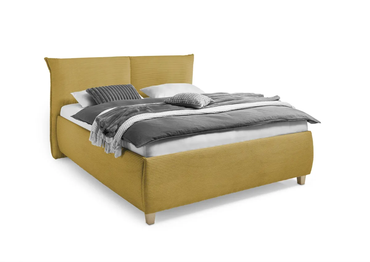 Bettgestell ALICA- Liegefläche ca. 180x200 cm, Stoff, Senfgelb