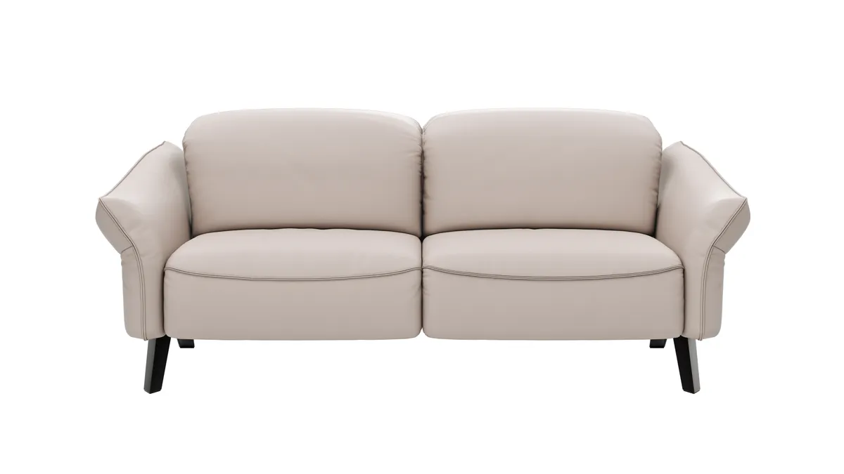 Sofa Bormio - 2,5-Sitzer inklusive Kopfteilverstellung, Leder, Asche