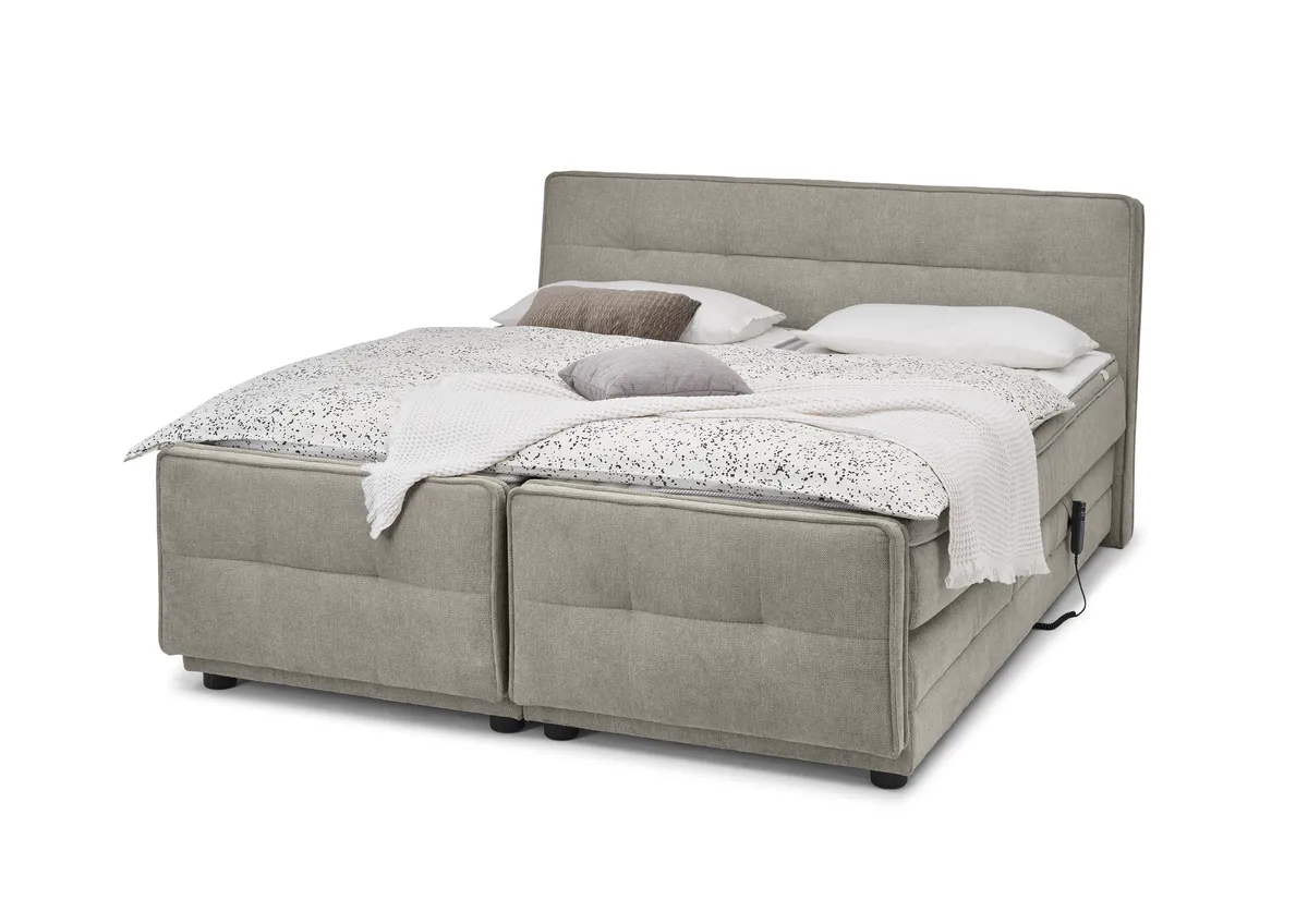 Boxspringbett- Liegefläche ca. 180x200 cm, Stoff, Hellbraun